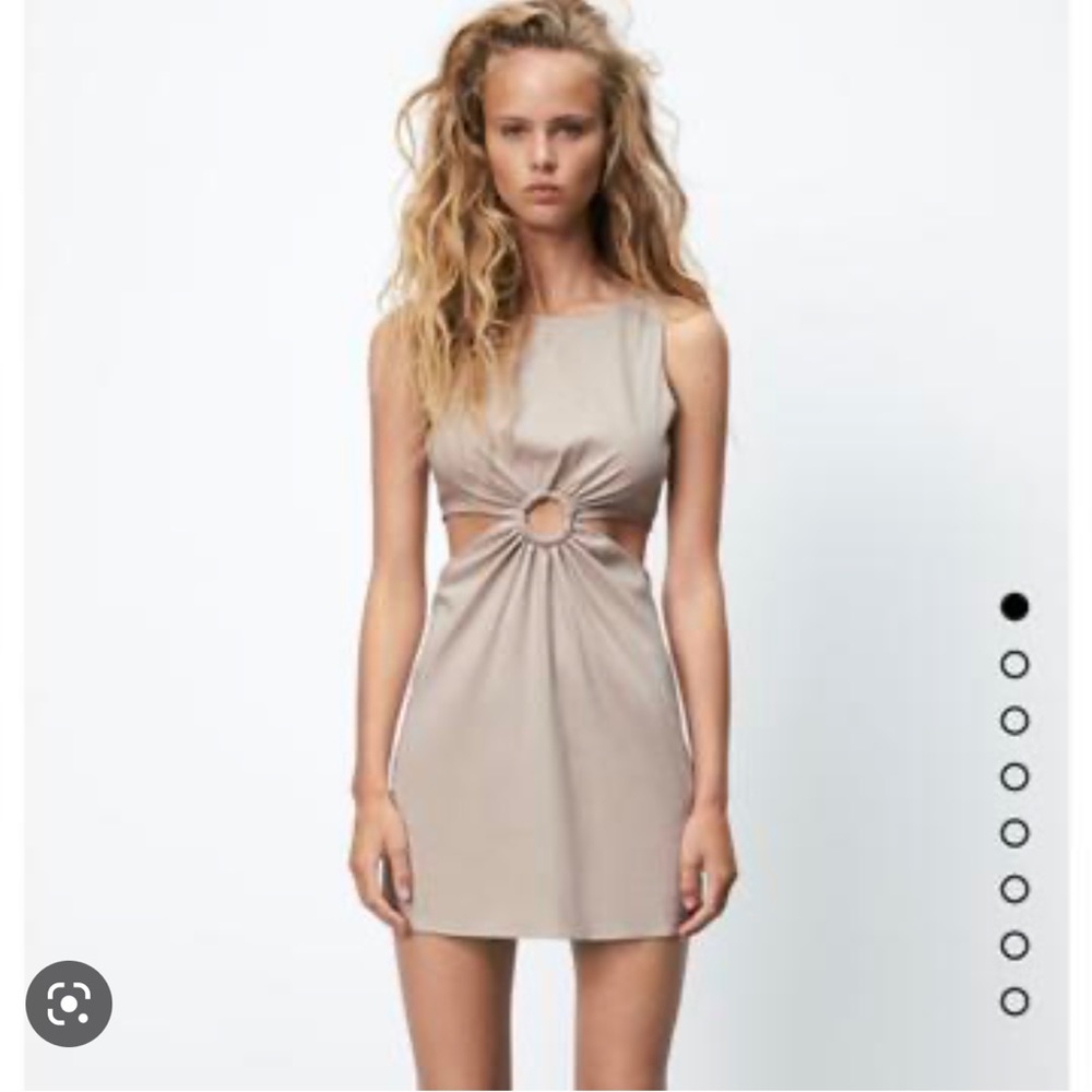 Zara cut out linen blend dress 4688/102 XS